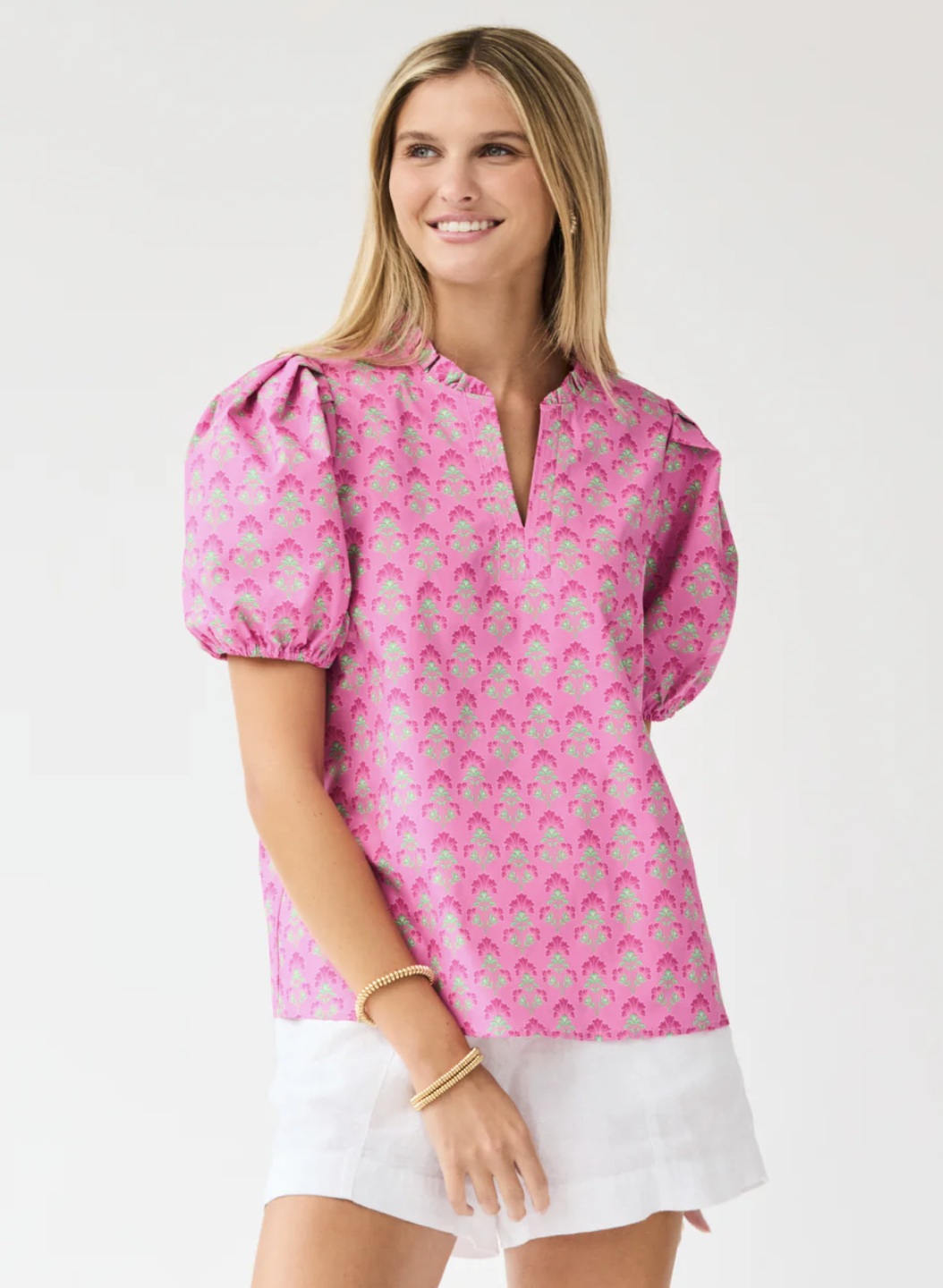 Lainey Top | Deco Lilies Fuchsia