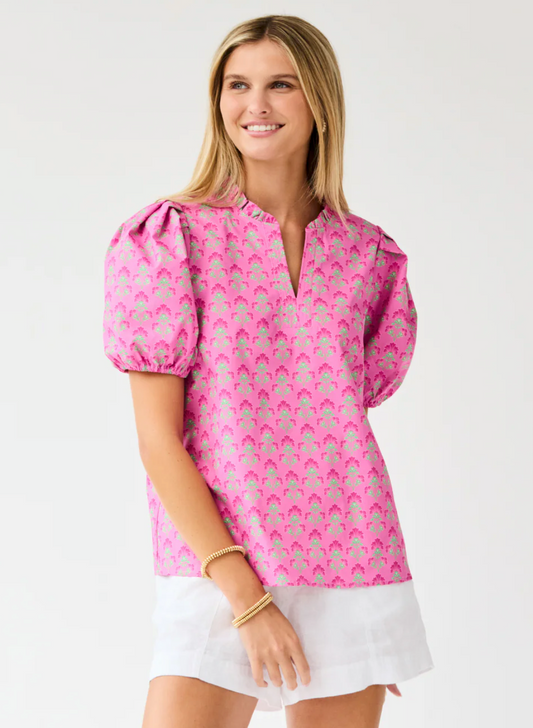 Lainey Top | Deco Lilies Fuchsia