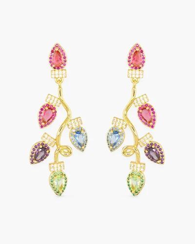 Gold CZ Christmas Lights Earrings
