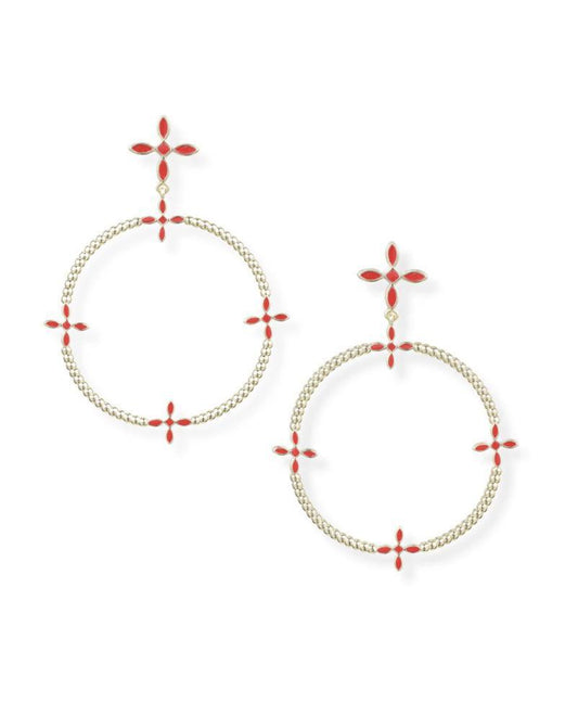 Radiant Beaded Statement Earrings: Red