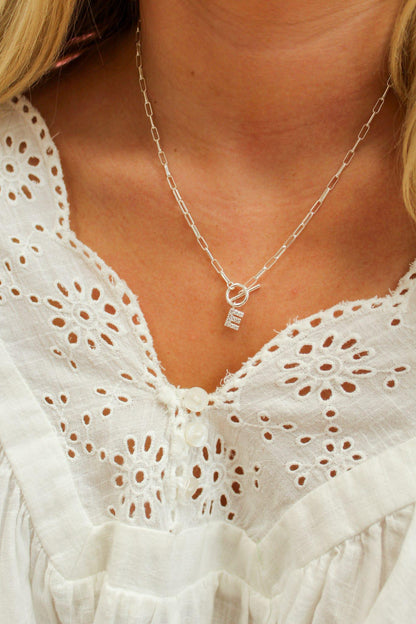 Sparkle Mini Toggle Initial Necklace