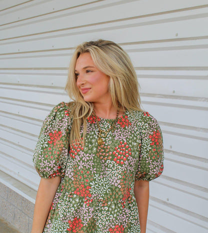 Nina Open Meadows Top - Green