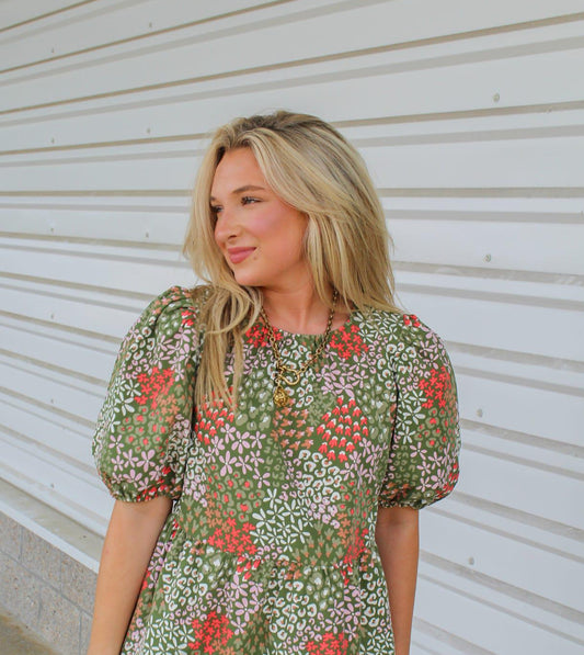 Nina Open Meadows Top - Green