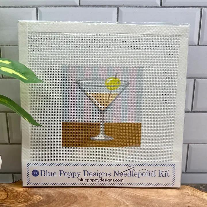 Martini on a Striped Background Needlepoint Kit