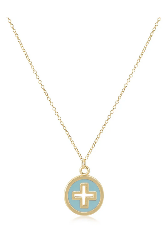 egirl 14" Necklace Gold - Signature Cross Gold Disc - Turquoise