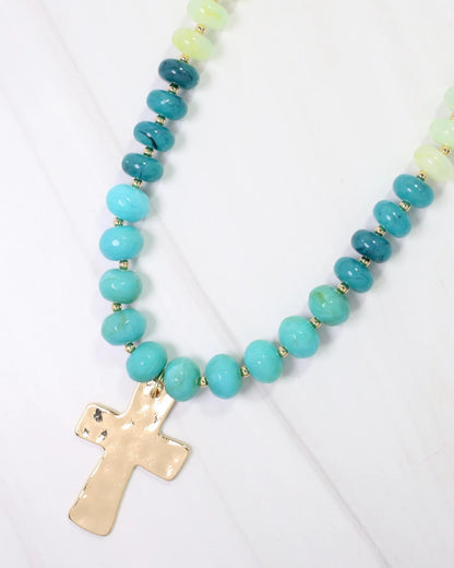 Berkeley Stone Beaded Cross Necklace