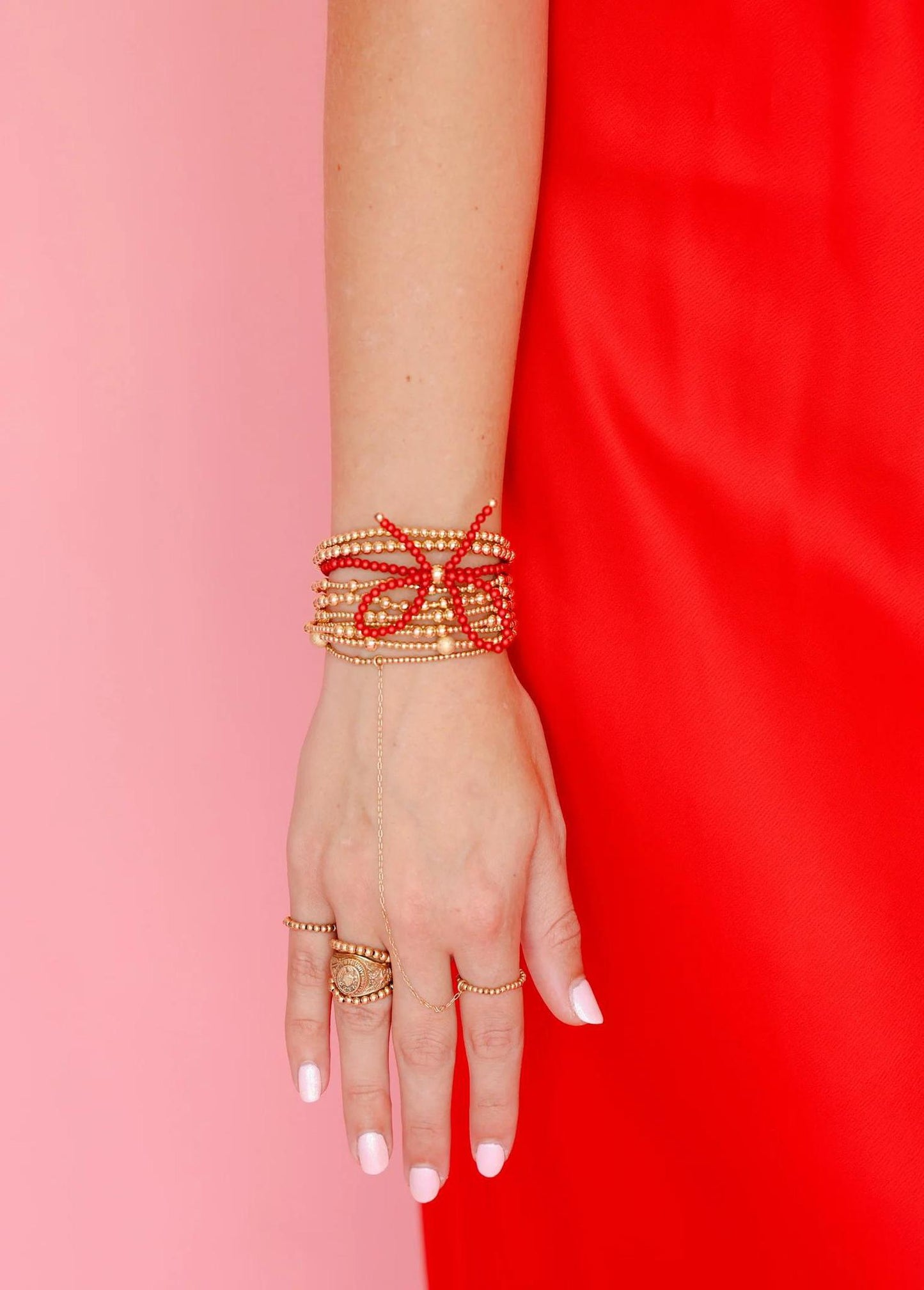 Red Pearl Bow Bracelet