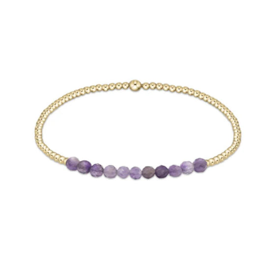 Gold Bliss 2mm Bead Bracelet -Amethyst