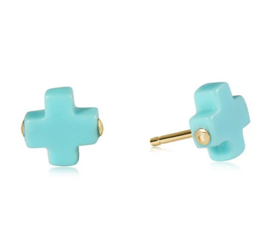 Signature Cross Stud - Turquoise