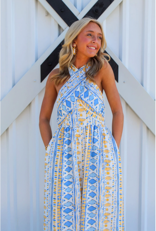 Aegean Rhythm Halter Dress