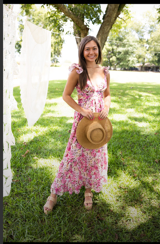 Floral Tie-Back Maxi Dress