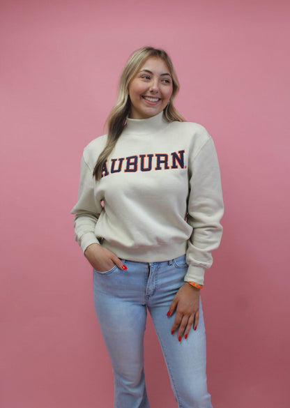 Auburn Chenille Mock Neck Cuffed: IVORY