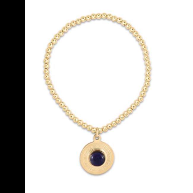 Classic Gold 3mm Bead Bracelet - Athena Small Gold Charm - Sodalite