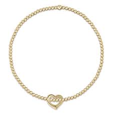 Classic Gold 2.5 mm Bead Bracelet - Love Gold Charm