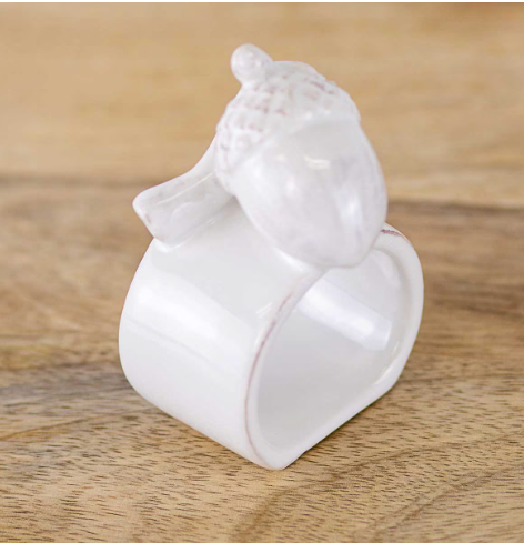 Acorn Napkin Ring Antique White