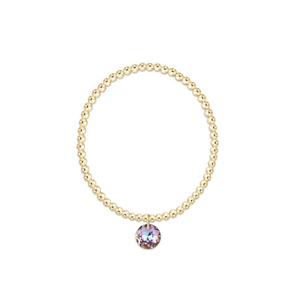 Classic Gold 3mm Bracelet- Reflection Charm- 06