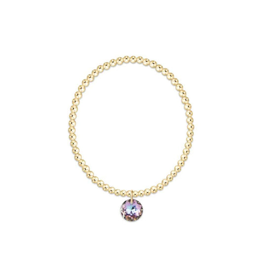 Classic Gold 3mm Bracelet- Reflection Charm- 06