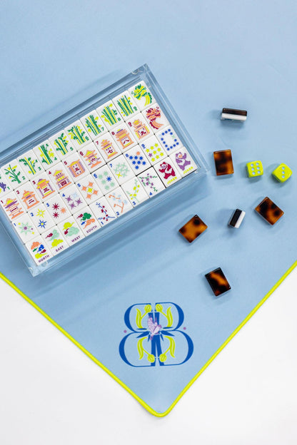 East Meets West Tortoise Shell Tile Set Lucite Display Box