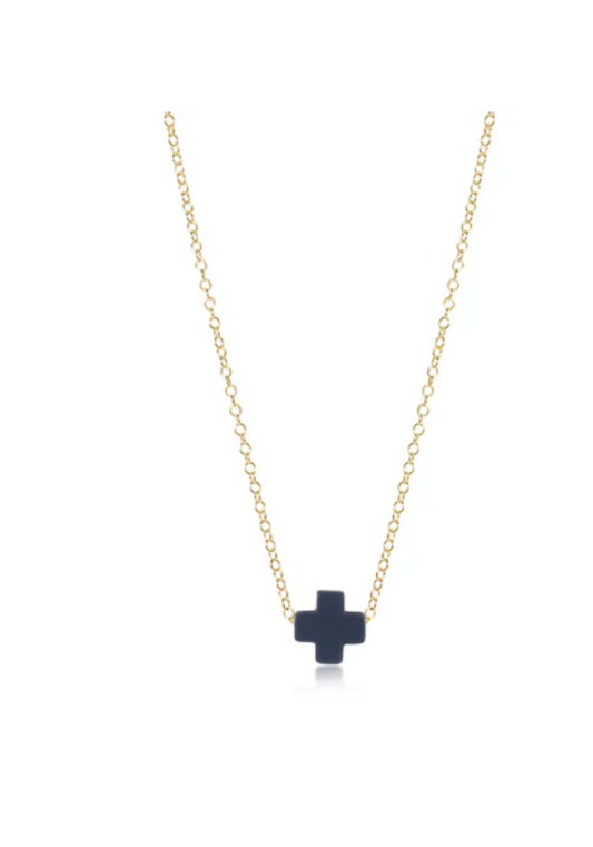 egirl 14" Signature Cross Necklace Gold - Navy