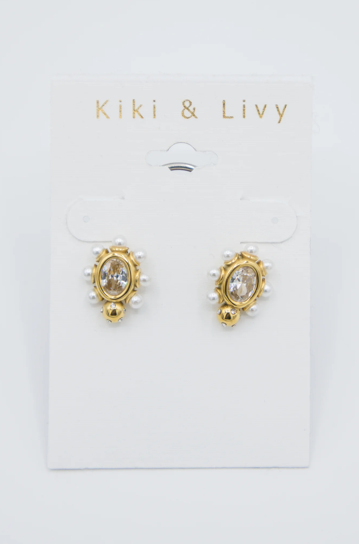 Oval Pearl Stone Studs