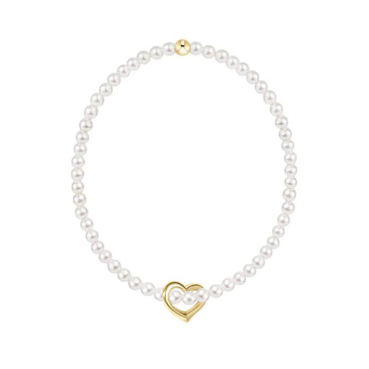 Egirl Classic Pearl 3mm Bracelet- Love Gold Charm
