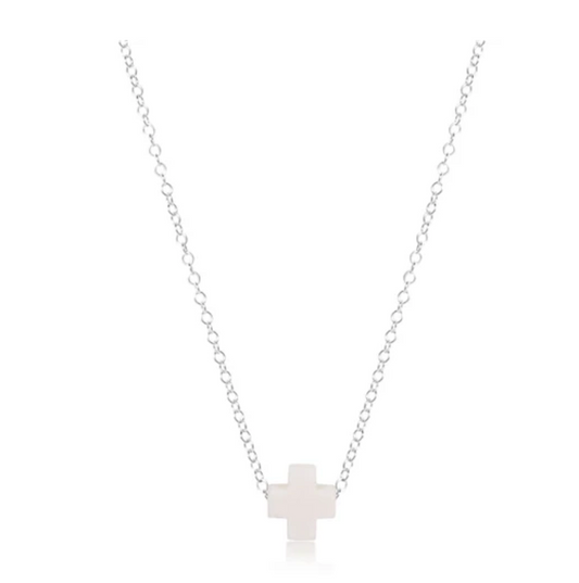 16" Necklace Sterling - Signature Cross Off-white