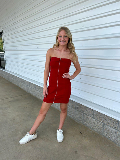 Stretch Twill Fitted Tube Dress