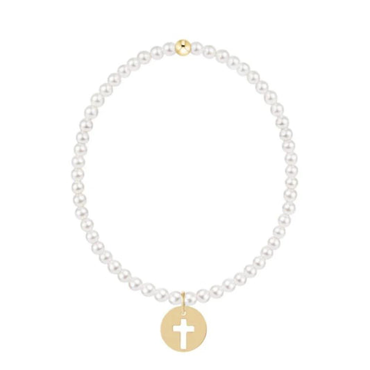 Egirl Classic Pearl 3mm Bracelet- Blessed Gold Disc