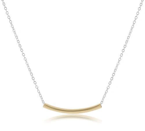 16" Necklace Sterling Mixed Metal - Bliss Bar Small Gold