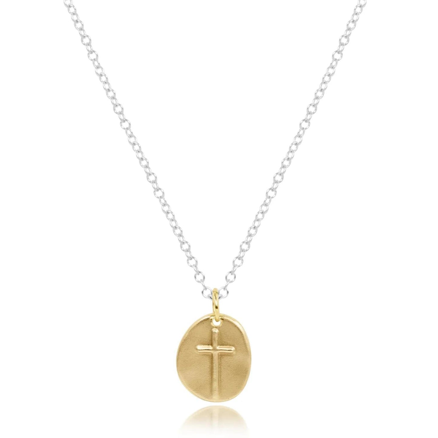 16" Necklace Sterling Mixed Metal- Inspire Small Gold Charm