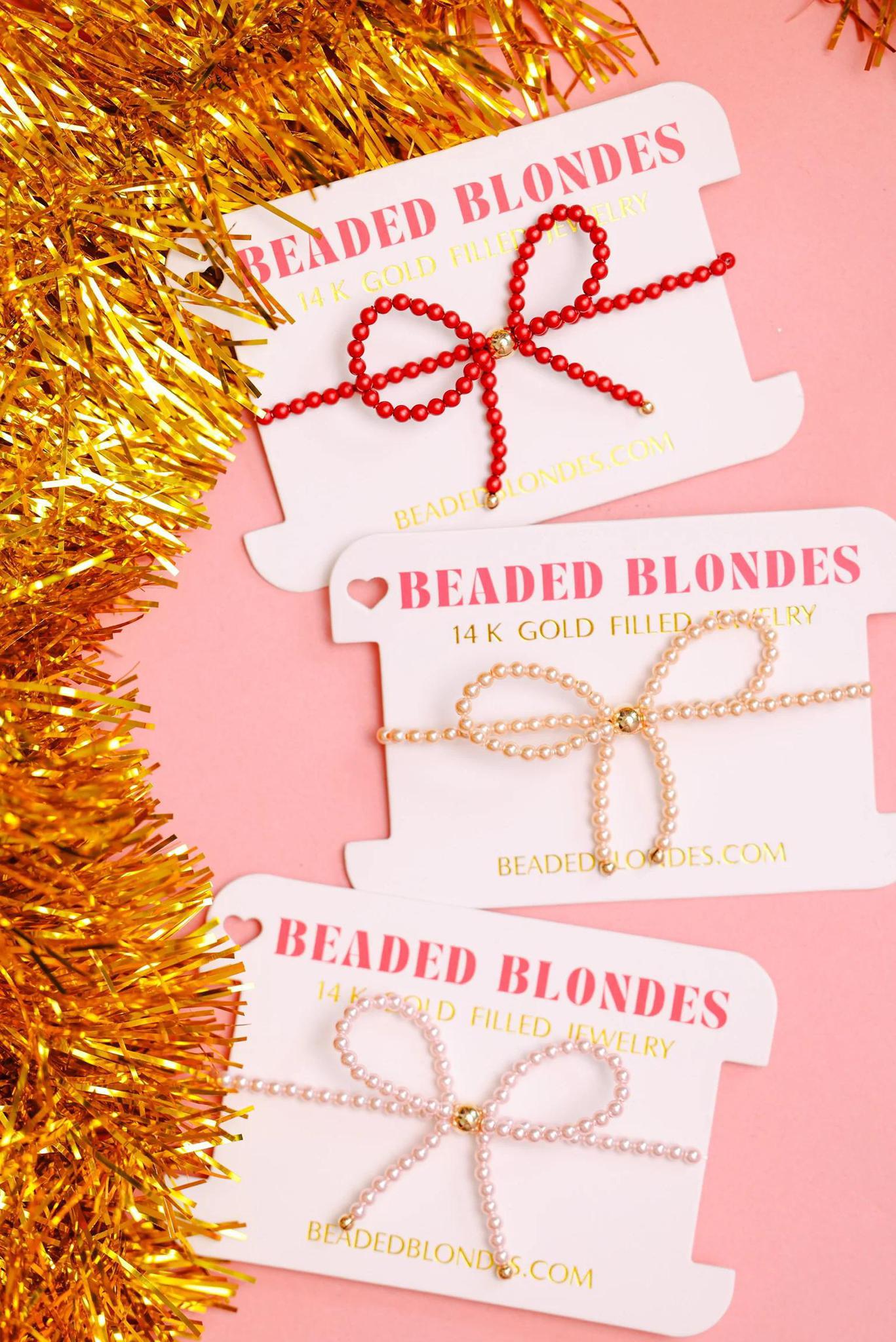 Red Pearl Bow Bracelet