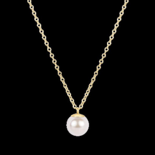 16" Necklace Gold- Classic Pearl 10mm Charm
