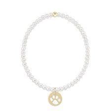 Classic Pearl 3mm Paw Print Disc Bracelet