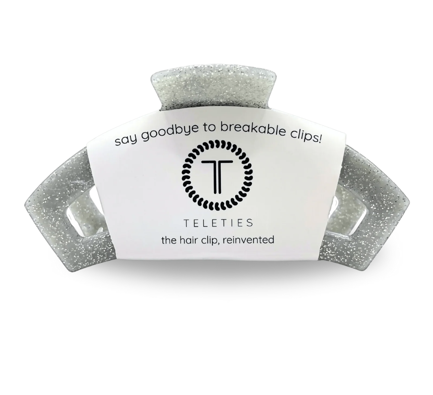 Open Silver Glitter Medium Hair Clip