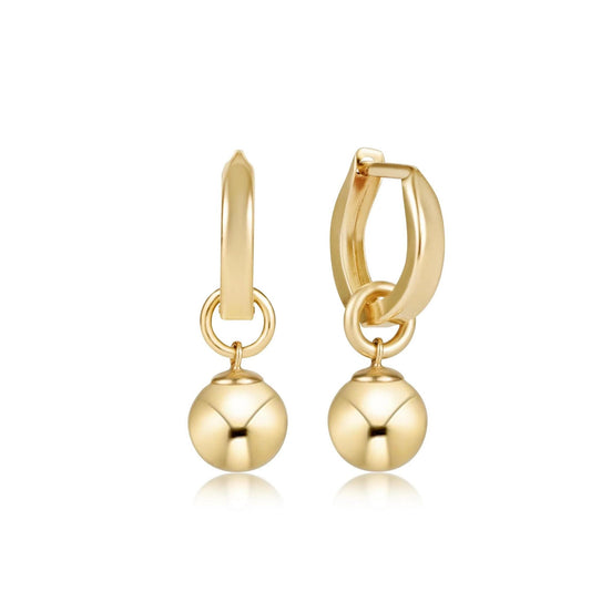 Huggie Gold 0.5" Hoop- Classic Gold 8mm Charm