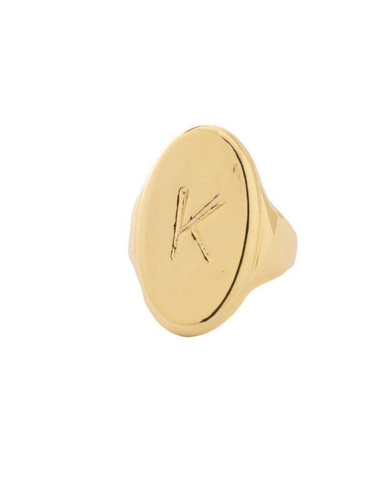 "K" Signet Statement Ring