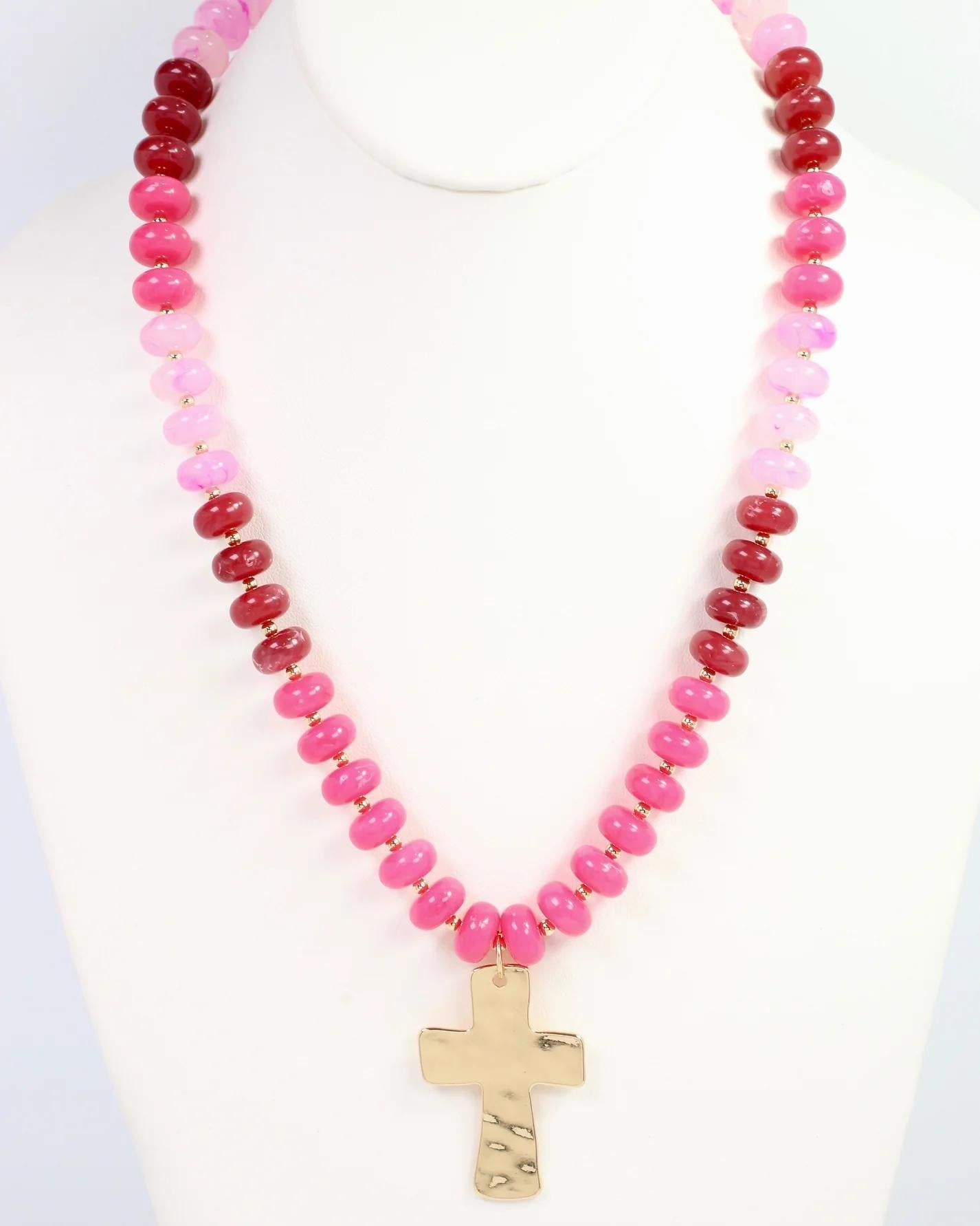 Berkeley Stone Beaded Cross Necklace