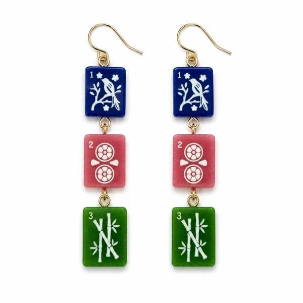 Mahjong Triple Tile Drop Earrings