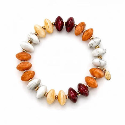 Organic Pebble Stretch Bracelet, Acrylic & Stainless Steel Beads