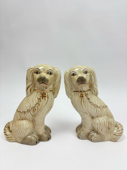 11L X 5W X 13H Staffordshire Single Dog with Gold Chain
