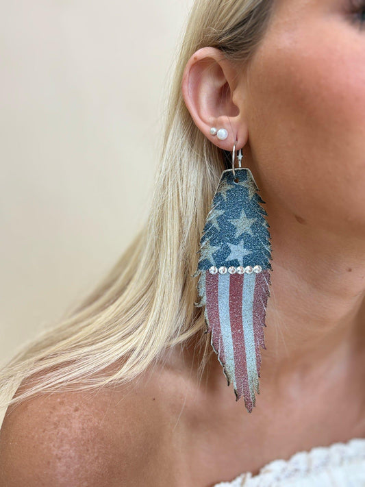 Flag Feather Earrings