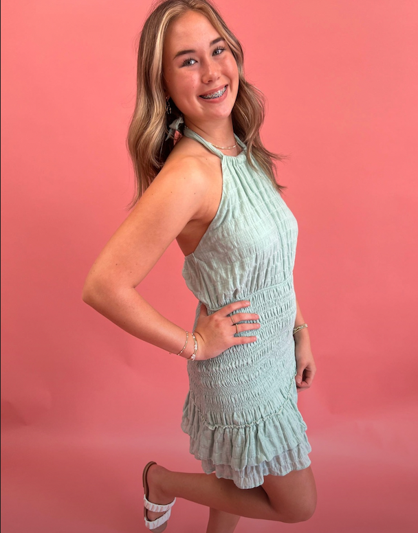 Halter Neck Ruffled Woven Dress