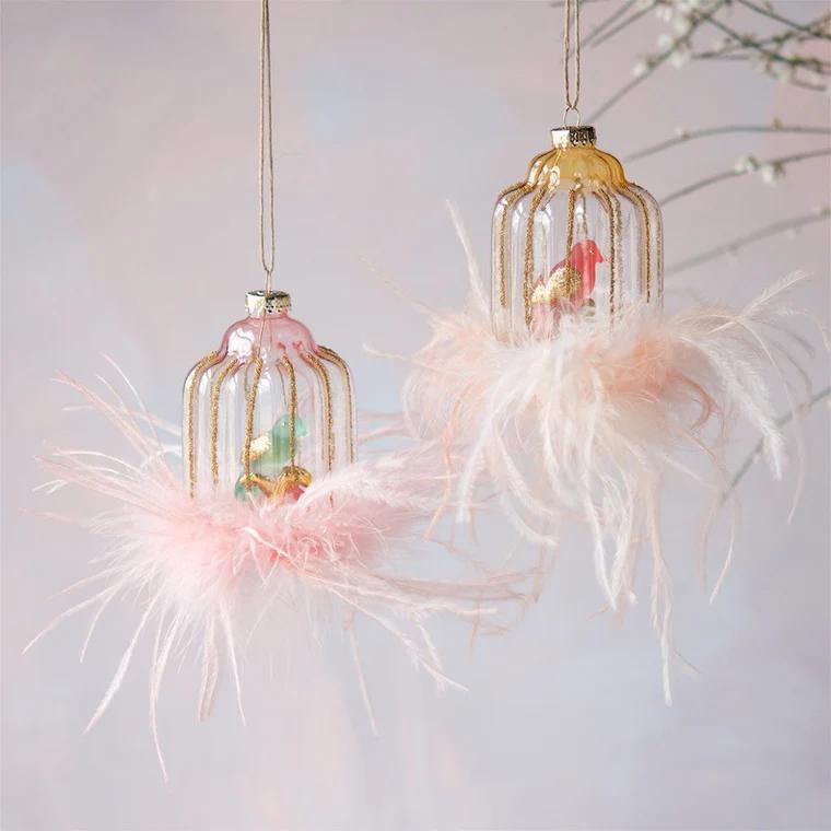Birdcage Ornament Glass 4.5'' 2 Assortment