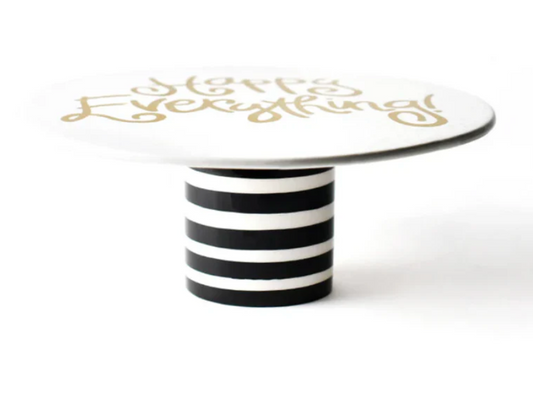 Black Stripe Happy Everything 11" Cake Stand