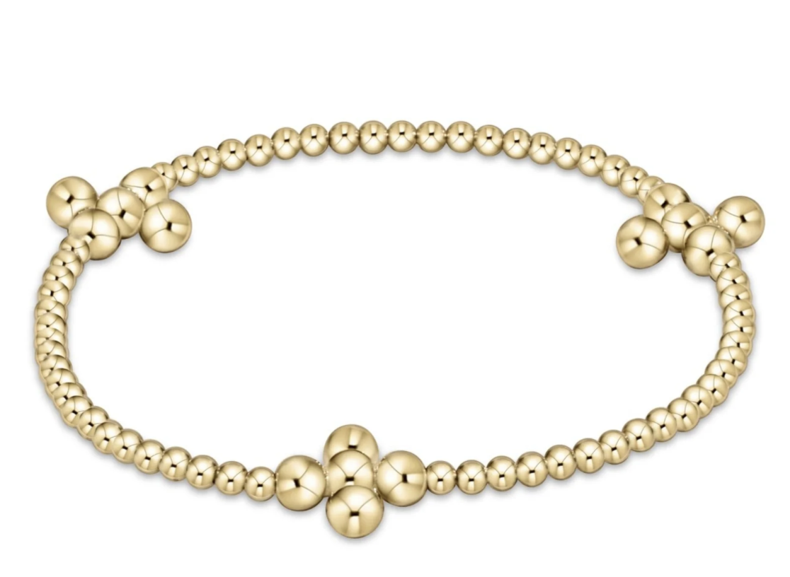 enewton Extends - Signature Cross Gold Pattern 2.5mm Bead Bracelet - Classic Beaded Signature Cross Gold - 4mm Bead Gold