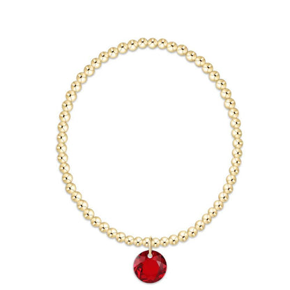 Extends Classic Gold 3mm Bracelet - Reflection Charm ( Birthstone )