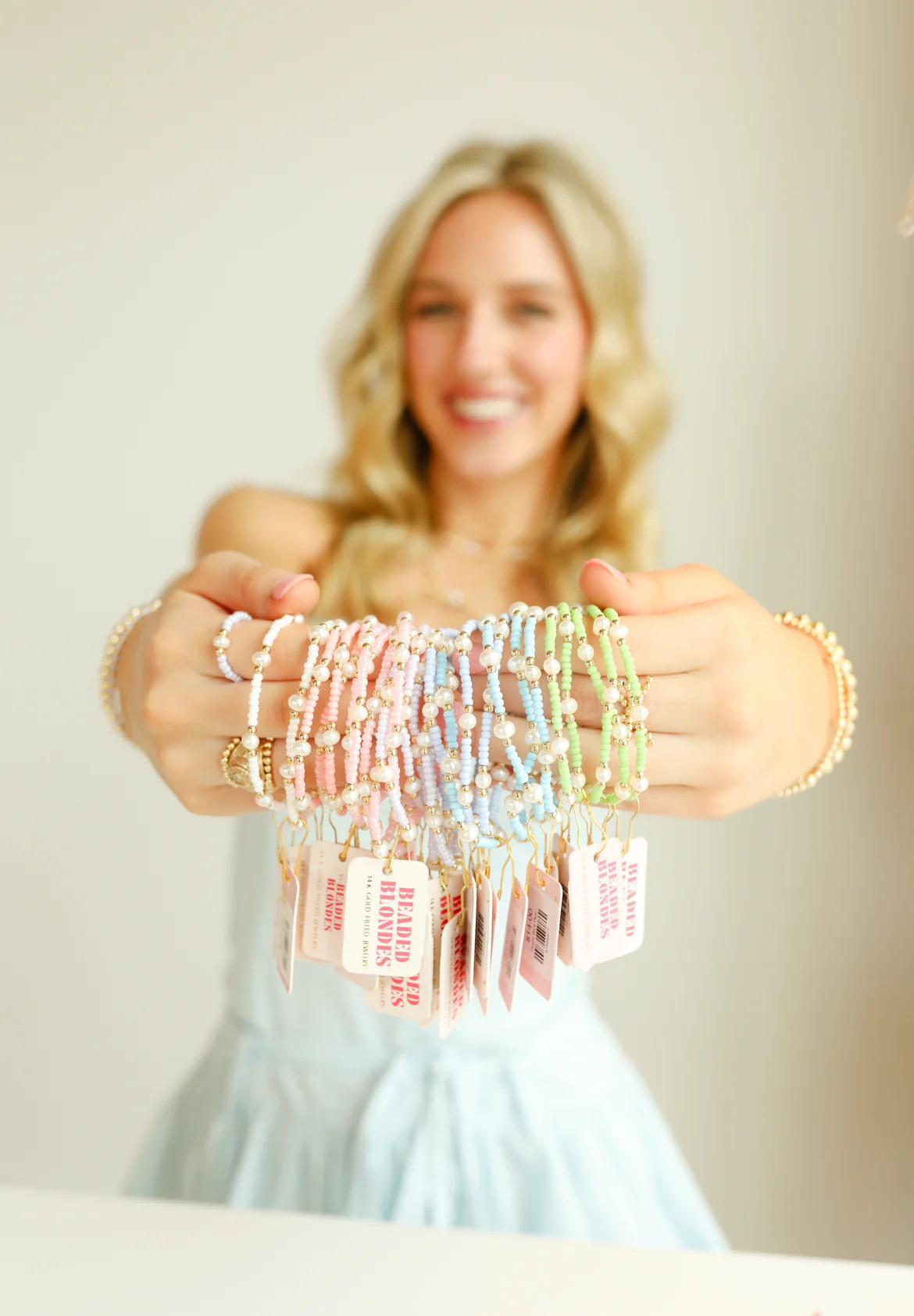 Beaded Pearl Bracelet with Czech Glass Beads