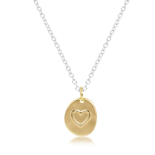 16" Necklace Mixed Metal- Inspire Love Small Gold Disc