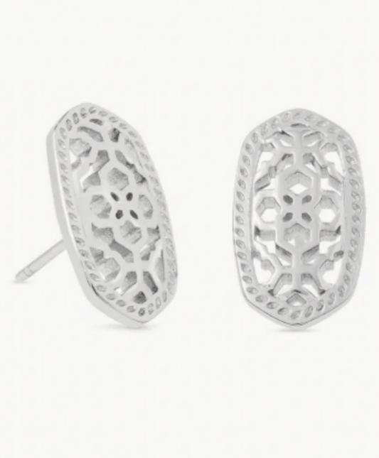 ELLIE STUD EARRINGSRHODIUM FILIGREE METAL