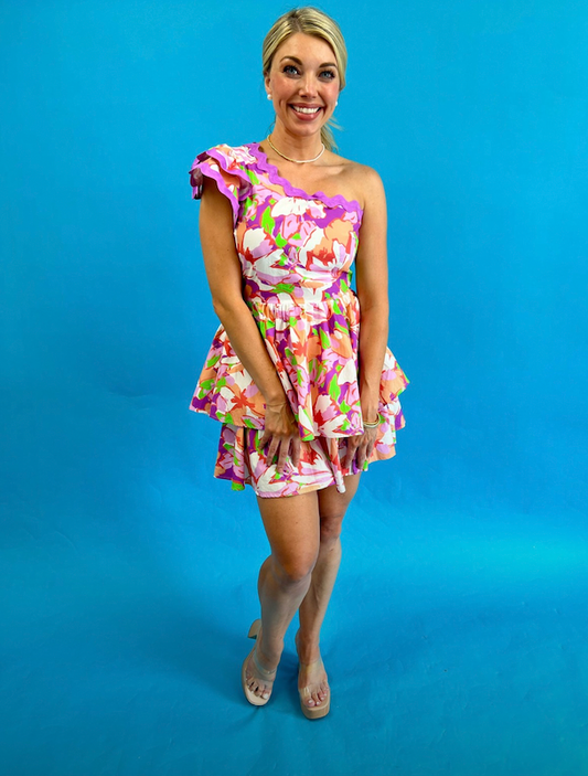 One Shoulder Ruffle Dress
